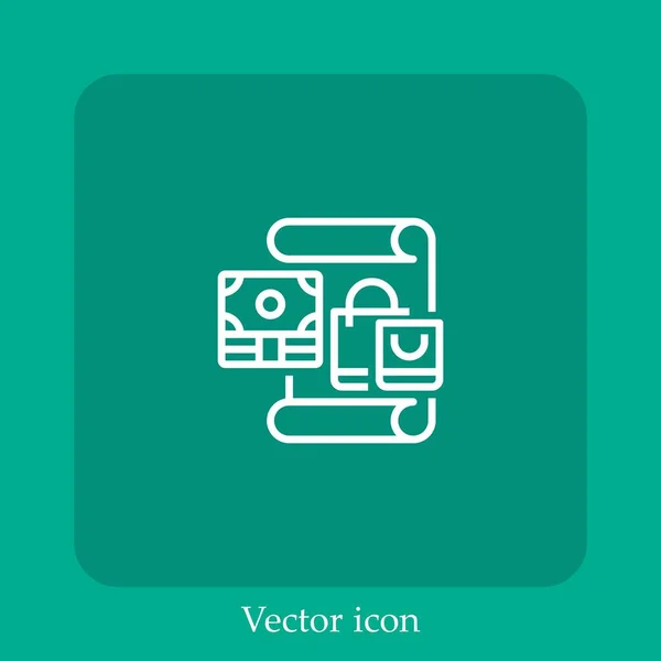 Icône Vectorielle Paiement Icône Linéaire Ligne Avec Trait Modifiable — Image vectorielle