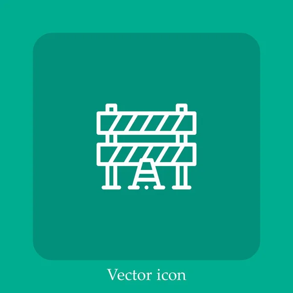 Icono Vector Barricada Icon Line Lineal Con Carrera Editable — Vector de stock