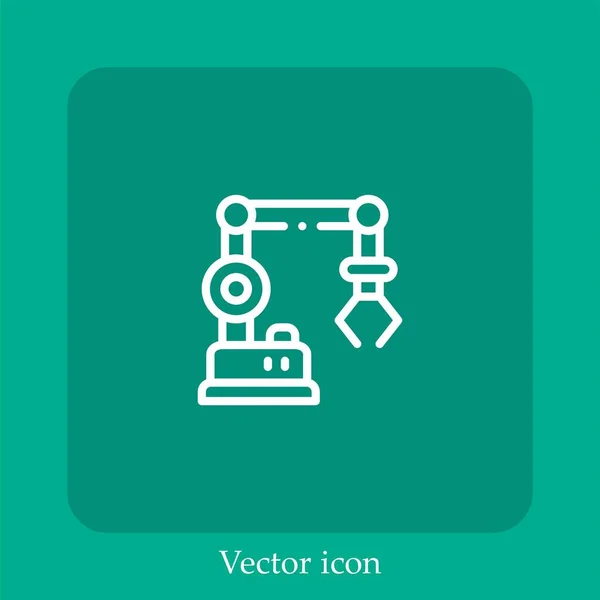 Ícone Vetor Braço Robótico Linear Icon Line Com Curso Editável — Vetor de Stock