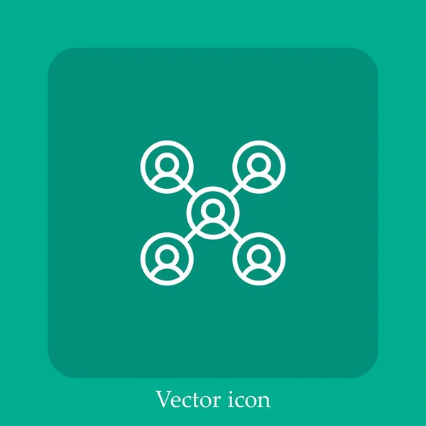 Icône Vectorielle Réseau Social Icône Linéaire Ligne Avec Course Modifiable — Image vectorielle