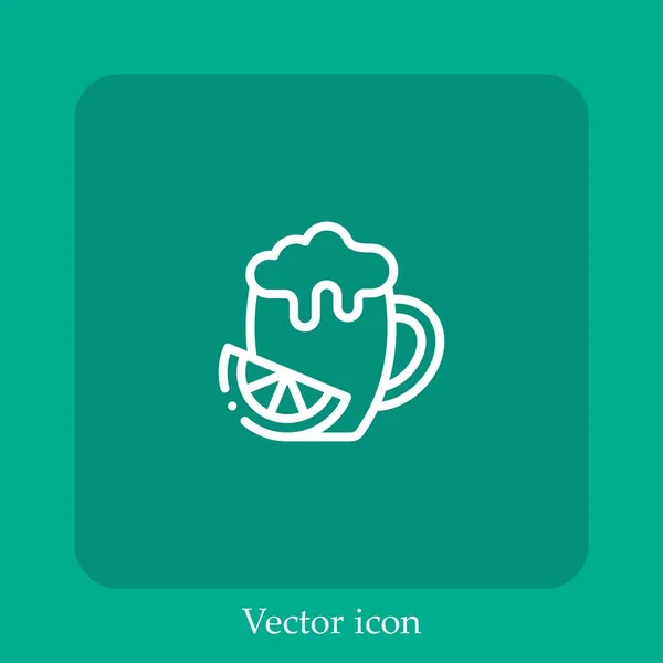 Icône Vectorielle Bière Icône Linéaire Ligne Avec Course Modifiable — Image vectorielle