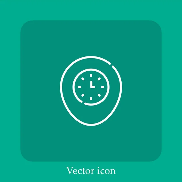 Ícone Vetor Relógio Linear Icon Line Com Curso Editável — Vetor de Stock