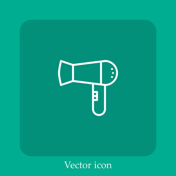 Secador Cabelo Ícone Vetor Linear Icon Line Com Curso Editável — Vetor de Stock