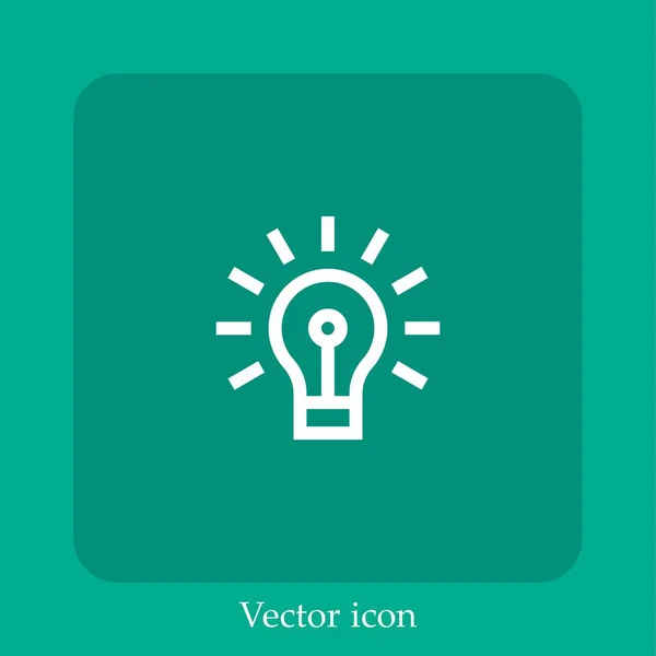 Icono Vector Bombilla Icon Line Lineal Con Carrera Editable — Vector de stock