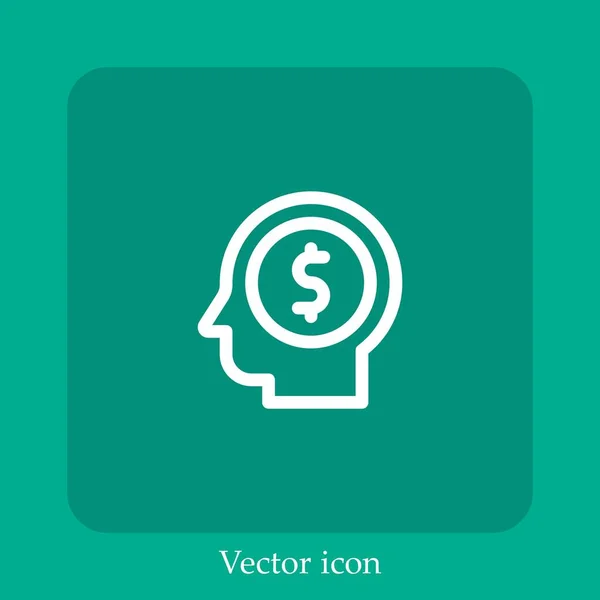 Ícone Vetor Mindset Linear Icon Line Com Curso Editável — Vetor de Stock