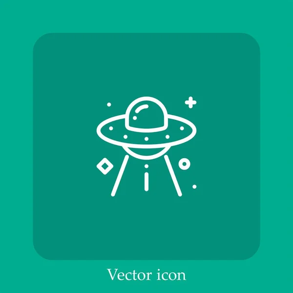 Icône Vectorielle Ufo Icône Linéaire Ligne Avec Course Modifiable — Image vectorielle