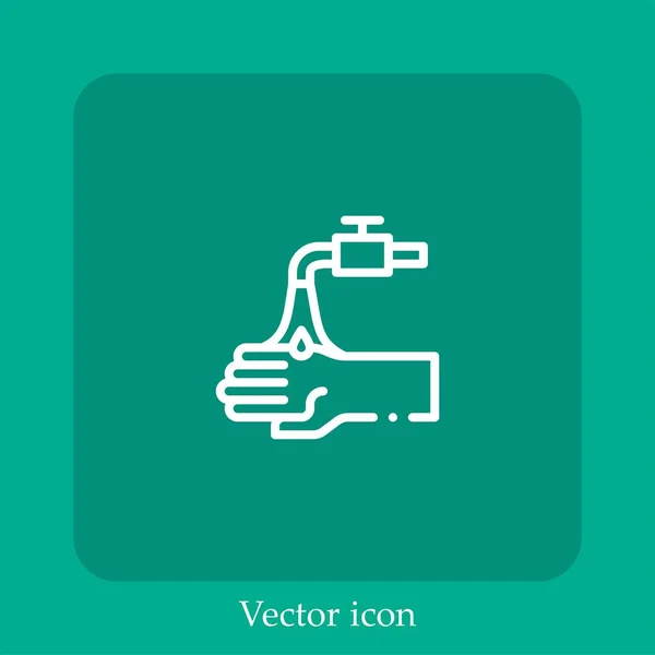 Lavarse Las Manos Icono Vectorial Icon Line Lineal Con Carrera — Vector de stock