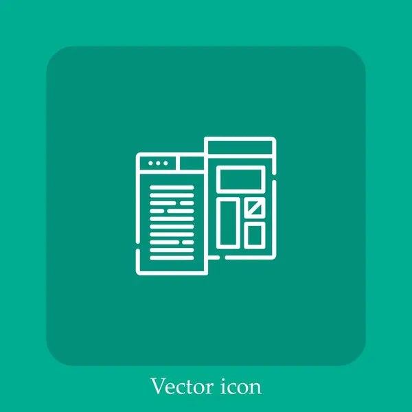 Icône Vectorielle Fenêtrée Icône Linéaire Ligne Avec Trait Modifiable — Image vectorielle