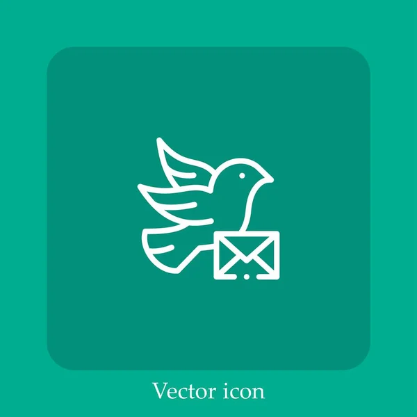 Ícone Linear Vetor Pombo Transportador Icon Line Com Curso Editável — Vetor de Stock