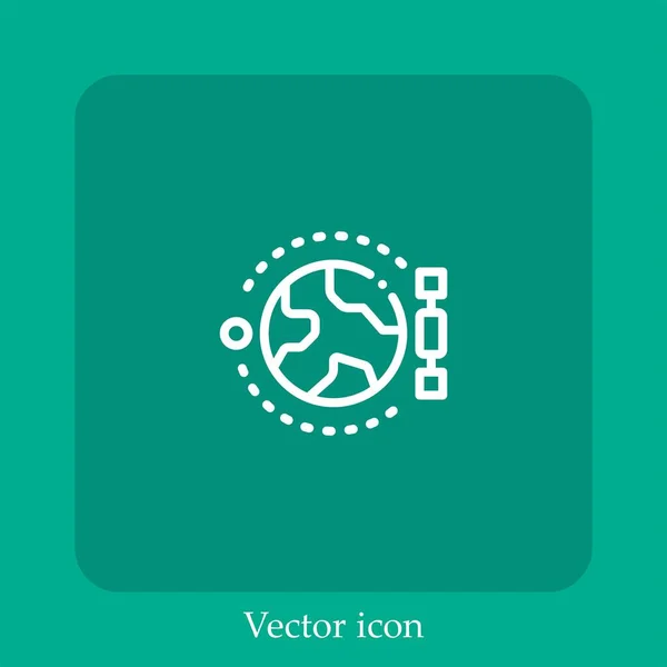 Icono Vector Tierra Icon Line Lineal Con Carrera Editable — Vector de stock