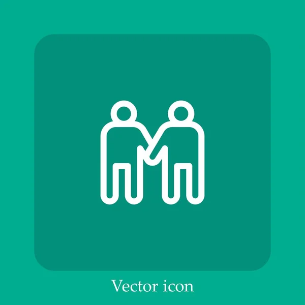 Holding Hands Vector Icon Linear Icon Line Editable Stroke — Stock Vector