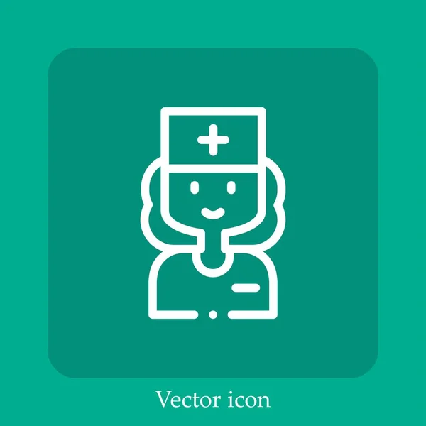 Icono Vector Enfermera Icon Line Lineal Con Carrera Editable — Vector de stock