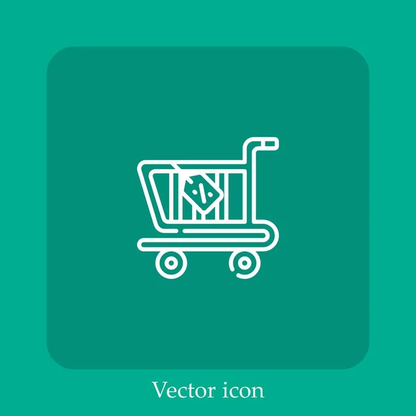 Carrinho Compras Ícone Vetor Linear Icon Line Com Curso Editável — Vetor de Stock