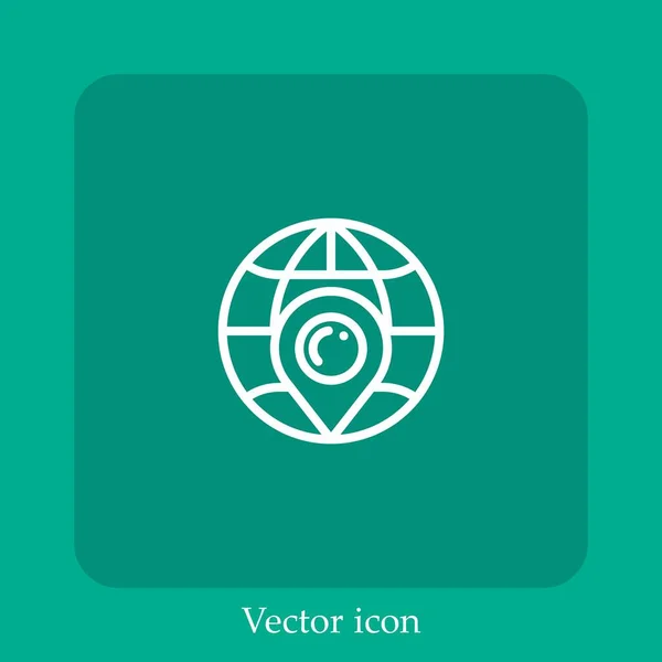 Всему Миру Иконка Вектора Linear Icon Line Редактируемым Штрихом — стоковый вектор