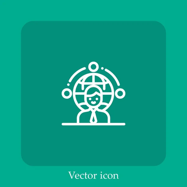 Hombre Negocios Icono Vectorial Icon Line Lineal Con Carrera Editable — Vector de stock