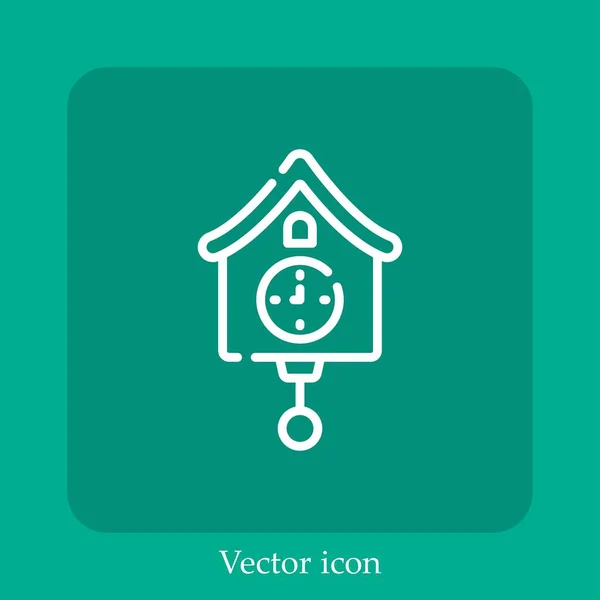 Ícone Vetor Cuco Relógio Linear Icon Line Com Curso Editável — Vetor de Stock