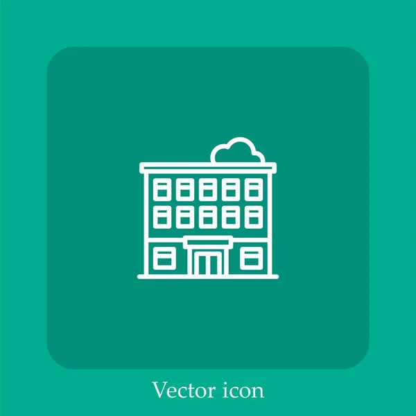 Icône Vectorielle Hôtel Icône Linéaire Ligne Avec Course Modifiable — Image vectorielle