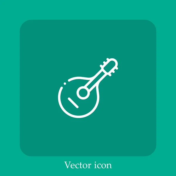 Icône Vectorielle Mandoline Icône Linéaire Ligne Avec Course Modifiable — Image vectorielle