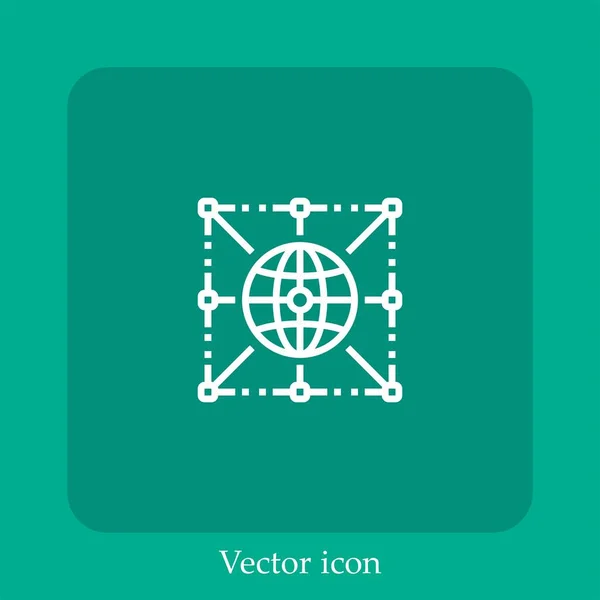 Icône Vectorielle Réseau Icône Linéaire Ligne Avec Trait Modifiable — Image vectorielle