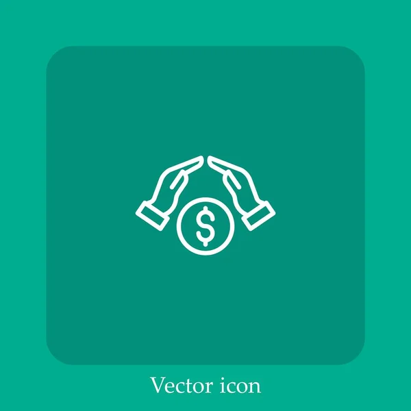 Icône Vectorielle Économie Icône Linéaire Ligne Avec Course Modifiable — Image vectorielle