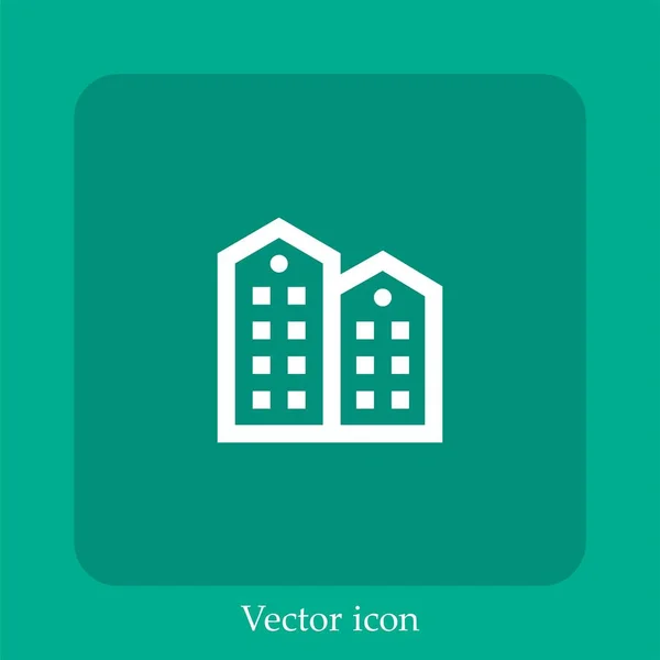 Rascacielos Icono Vector Icon Line Lineal Con Carrera Editable — Vector de stock