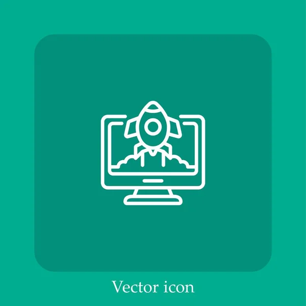 Icona Vettoriale Avvio Icon Line Lineare Con Tratto Modificabile — Vettoriale Stock