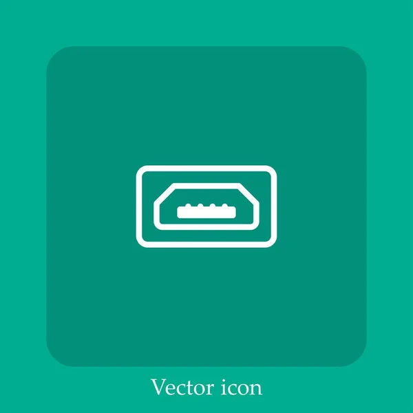 Usb Vector Icon Linear Icon Line Editable Stroke — Stock Vector