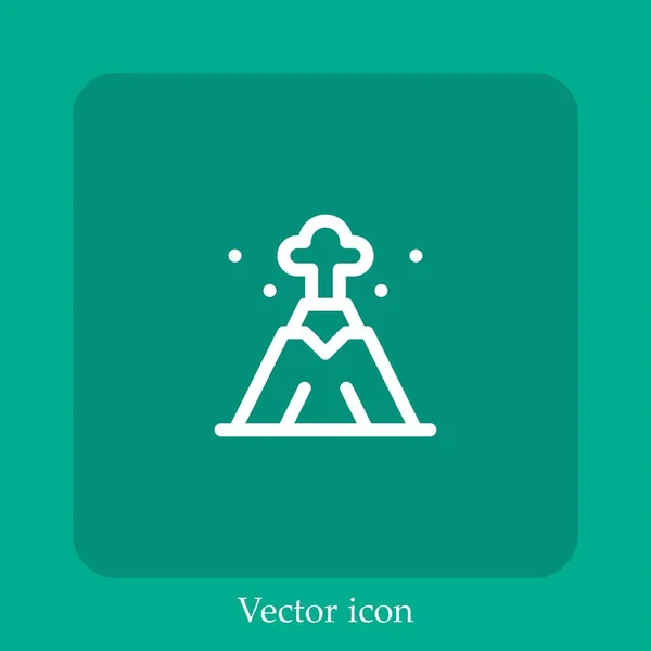 Icône Vectorielle Volcan Icône Linéaire Ligne Avec Course Modifiable — Image vectorielle