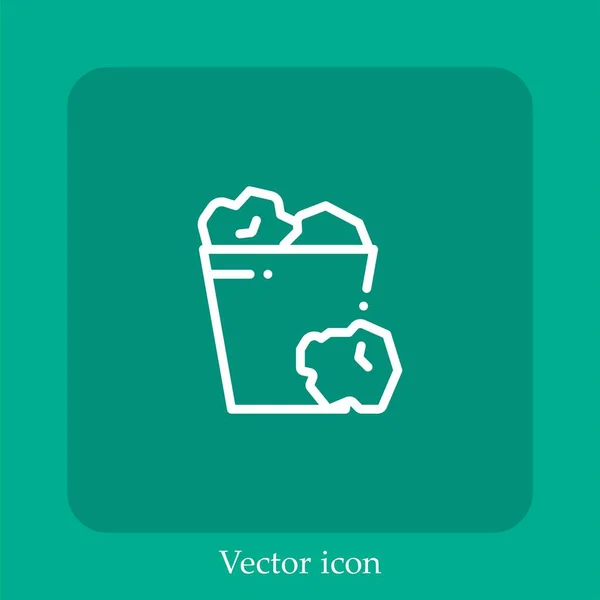 Icône Vectorielle Bin Icône Linéaire Ligne Avec Course Modifiable — Image vectorielle