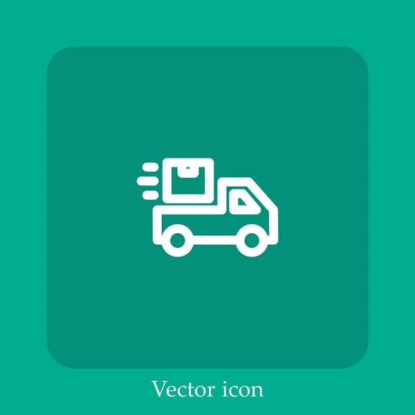 Icône Vectorielle Livraison Icône Linéaire Ligne Avec Course Modifiable — Image vectorielle