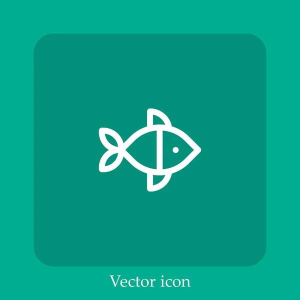 Ícone Vetor Peixe Linear Icon Line Com Curso Editável — Vetor de Stock
