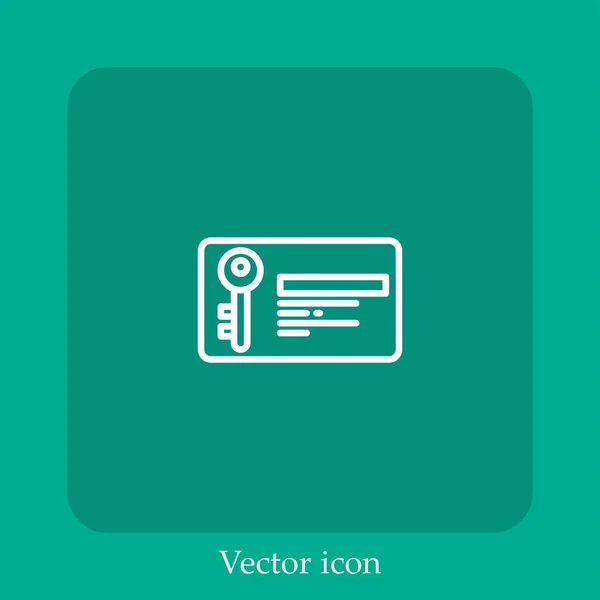 Schlüsselkarte Vektor Symbol Lineare Icon Line Mit Editierbarem Strich — Stockvektor