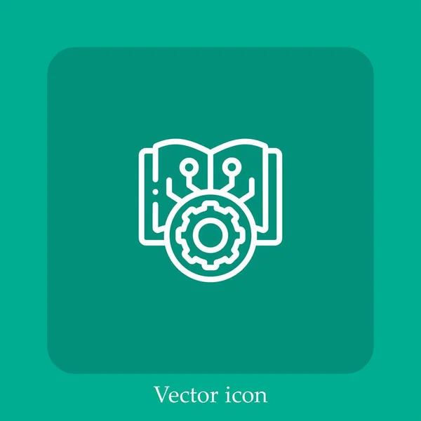 Icono Vector Aprendizaje Automático Icon Line Lineal Con Carrera Editable — Vector de stock