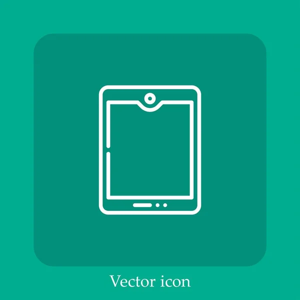 Icône Vectorielle Tablette Icône Linéaire Ligne Avec Course Modifiable — Image vectorielle