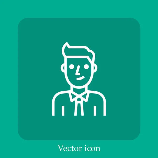 Ícone Vetor Menino Linear Icon Line Com Curso Editável — Vetor de Stock