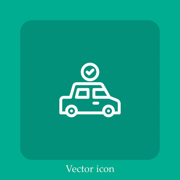 Icône Vectorielle Stationnement Voiture Icône Linéaire Ligne Avec Course Modifiable — Image vectorielle