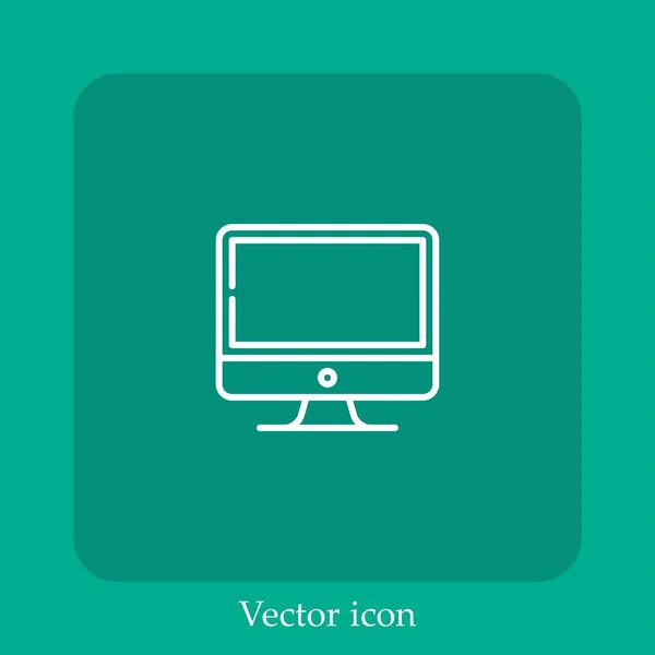 Desktop Vector Icon Linear Icon Line Editable Stroke — Stock Vector