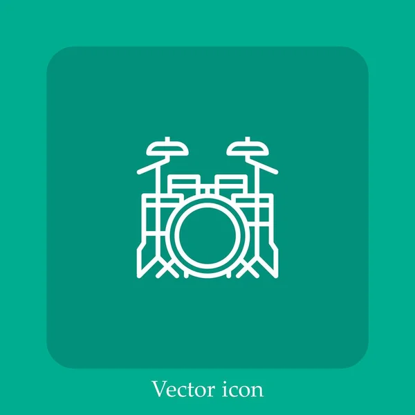 Ícone Vetor Tambor Linear Icon Line Com Curso Editável — Vetor de Stock