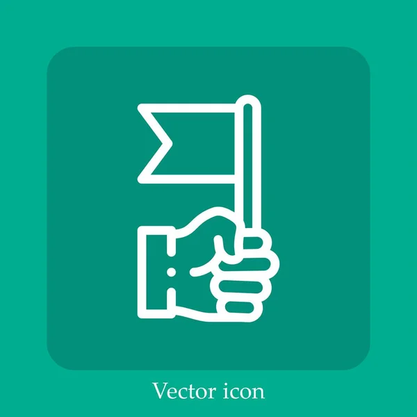 Icono Del Vector Bandera Icon Line Lineal Con Carrera Editable — Vector de stock
