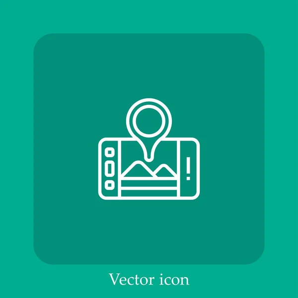 Icône Vectorielle Feuille Route Icône Linéaire Ligne Avec Course Modifiable — Image vectorielle