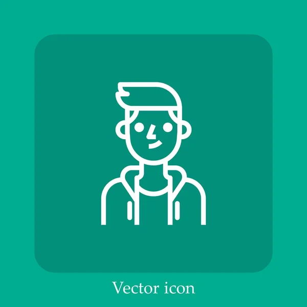 Icône Vectorielle Garçon Icône Linéaire Ligne Avec Trait Modifiable — Image vectorielle