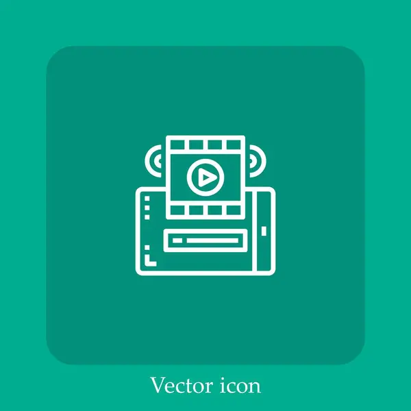 Icono Del Vector Marketing Vídeo Icon Line Lineal Con Carrera — Archivo Imágenes Vectoriales