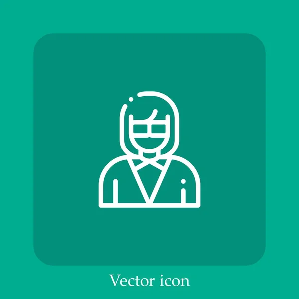 Mujer Negocios Icono Vectorial Icon Line Lineal Con Trazo Editable — Vector de stock