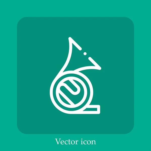 Icono Vector Cuerno Francés Icon Line Lineal Con Carrera Editable — Vector de stock