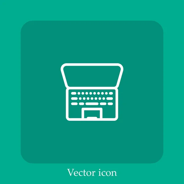 Macbook Pro Vector Icono Lineal Icon Line Con Carrera Editable — Vector de stock