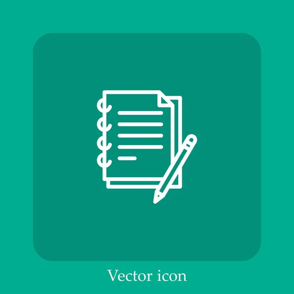 Ícone Vetorial Notebook Linear Icon Line Com Curso Editável — Vetor de Stock