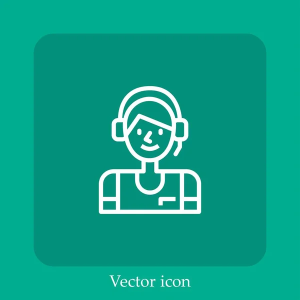 Ícone Vetorial Telemarketer Linear Icon Line Com Curso Editável — Vetor de Stock