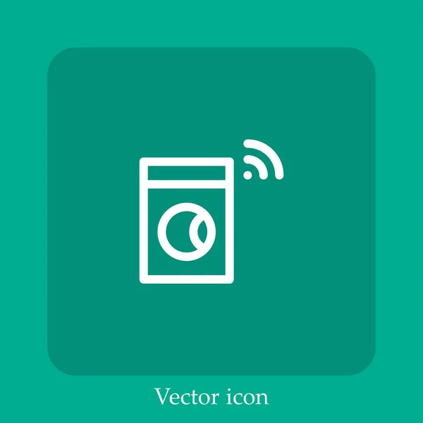 Washing Machine Vector Icon Linear Icon Line Editable Stroke — Stock Vector