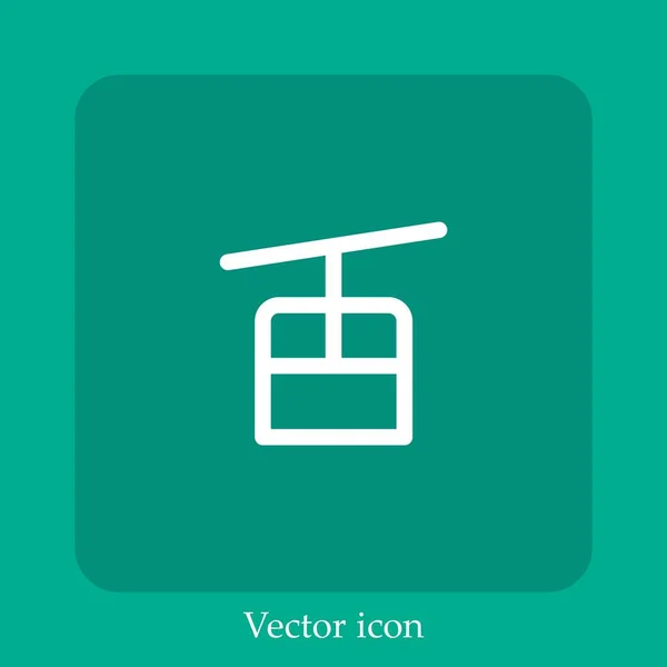 Icono Vector Teleférico Icon Line Lineal Con Carrera Editable — Vector de stock