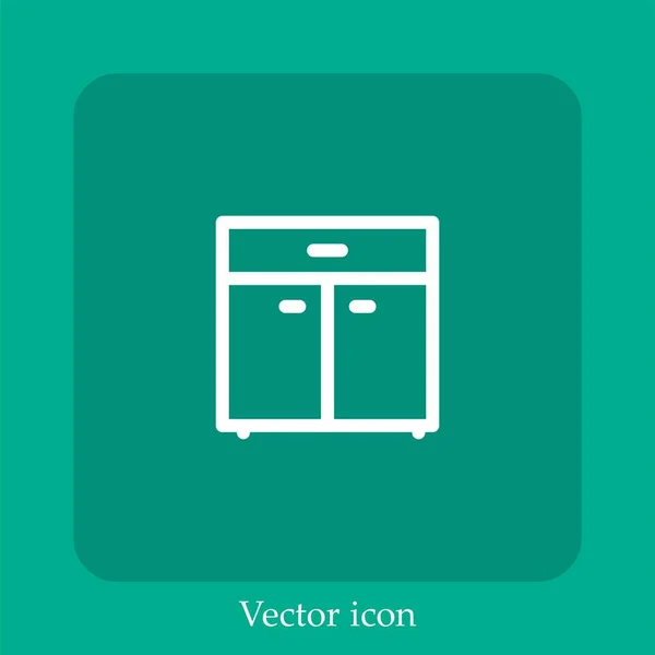 Cupboard Vector Icon Linear Icon Line Editable Stroke — Stock Vector